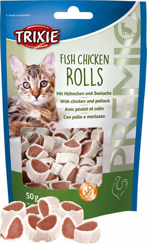 تشویقی گربه تریکسی رول ماهی و مرغ Trixie Fish Chicken Rolls وزن 50 گرم