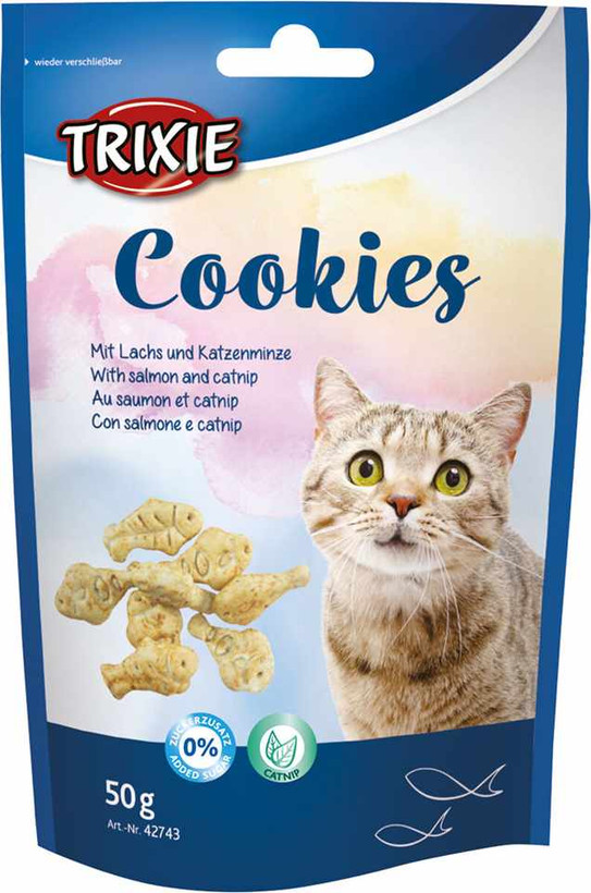 تشویقی گربه تریکسی کوکی سالمون با کتنیپ Trixie Cookies mit Lachs & Katzenminze وزن 50 گرم