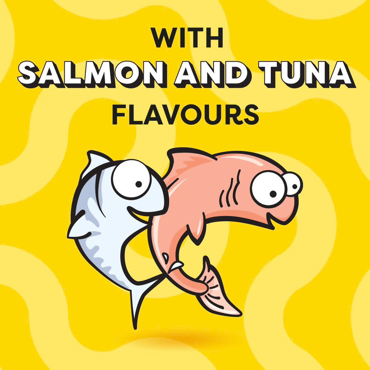 تشویقی گربه دریمیز مدل میکس طعم سالمون و ماهی تن Dreamies Mix Cat Treats Salmon & Tuna Flavor وزن ۶۰ گرم