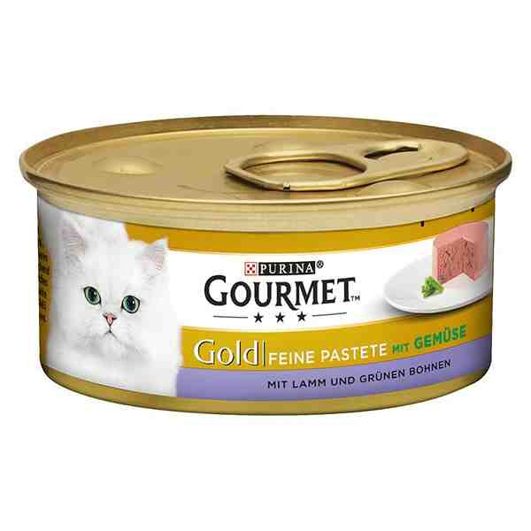 کنسرو چانک گربه گورمت گلد طعم گوشت بره و لوبیا سبز Gourmet Gold Cat chunck Lamb & bohen وزن 85 گرم