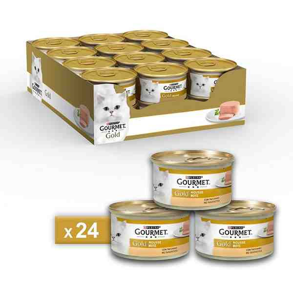 کنسرو پته گربه گورمت گلد طعم بوقلمون Gourmet Gold Cat Pate Can Turkey Flavor پک 24 عددی