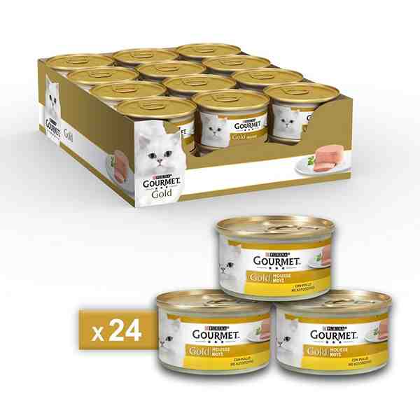 کنسرو پته گربه گورمت گلد طعم مرغ Gourmet Gold Cat Pate Can Chicken Flavor پک 24 عددی