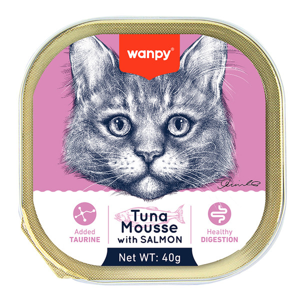 کنسرو ووم گربه ونپی طعم ماهی تن و سالمون Wanpy Cat Tuna Mousse with Salmon Flavor وزن 40 گرم