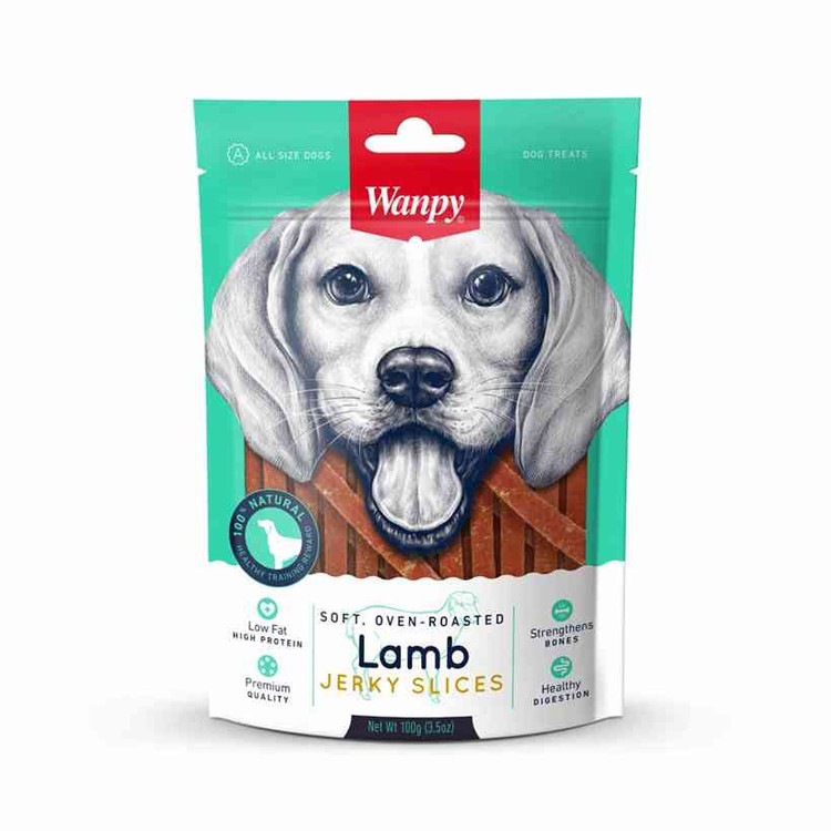 تشویقی سگ ونپی مدل گوشت بره نواری Wanpy Dog Treat Lamb Jerky Slices وزن 100 گرم