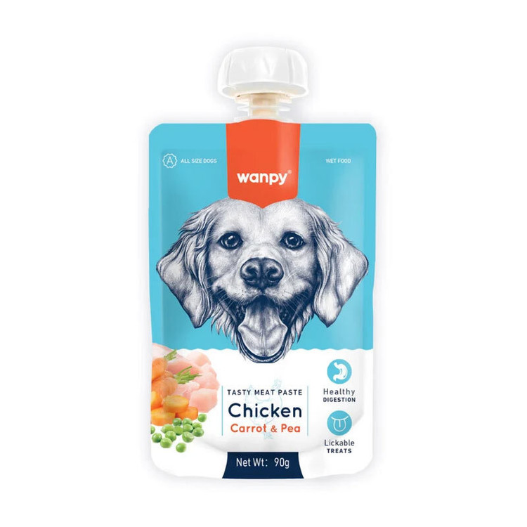 پودینگ سگ ونپی طعم مرغ و هویج و نخودفرنگی Wanpy Dog Pudding Chicken, Carrot & Pea Flavor وزن 90 گرم