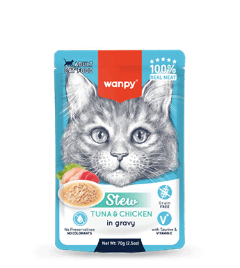 پوچ خورشتی گربه ونپی طعم ماهی تن و مرغ Wanpy Cat Gravy Wet Food Tuna & Chicken Flavor وزن 75 گرم