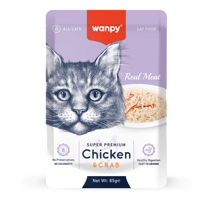پوچ گربه ونپی طعم مرغ و خرچنگ Wanpy Cat Wet Food Chicken & Crab Flavor وزن 85 گرم