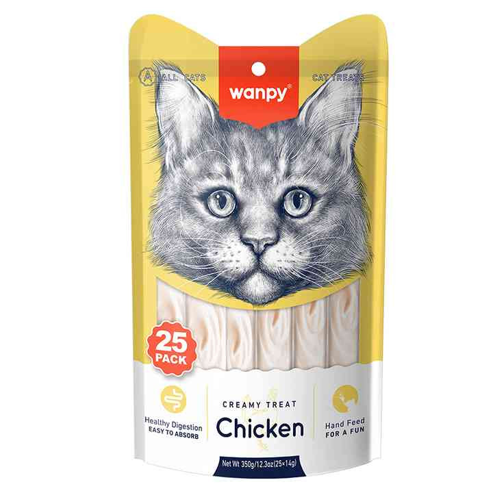 بستنی گربه ونپی طعم مرغ Wanpy Cat Ice Cream Chicken Flavor بسته 25 عددی