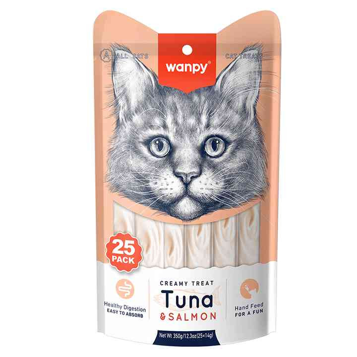 بستنی گربه ونپی طعم ماهی تن و سالمون Wanpy Cat Ice Cream Tuna & Salmon Flavor بسته 25 عددی