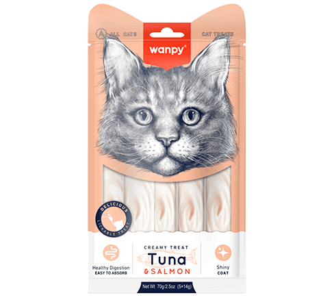 بستنی گربه ونپی طعم ماهی تن و سالمون Wanpy Cat Ice Cream Tuna & Salmon Flavor بسته 5 عددی