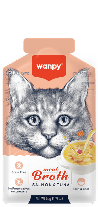 سوپ گربه ونپی طعم ماهی تن و سالمون Wanpy Cat Broth Tuna & Salmon Flavor وزن 50 گرم