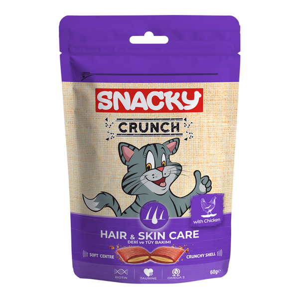 تشویقی گربه کرانچی اسنکی مراقبت از پوست و مو Snacky Cat Crunchy Hair & Skin Care وزن ۶۰ گرم