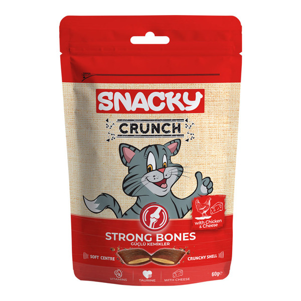 تشویقی گربه کرانچی اسنکی مناسب تقویت استخوانها Snacky Cat Crunchy Strong Bones وزن ۶۰ گرم