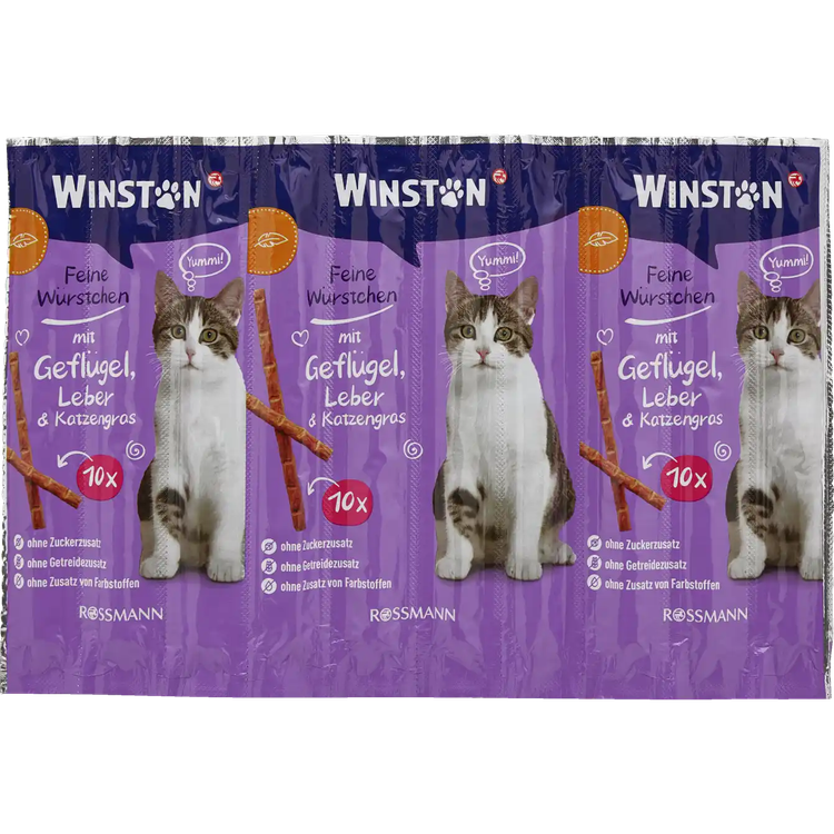 تشویقی مدادی گربه وینستون طعم مرغ و جگر و علف گربه Winston Cat Stick Chicken & Liver with Catnip ورق ۱۰ عدد