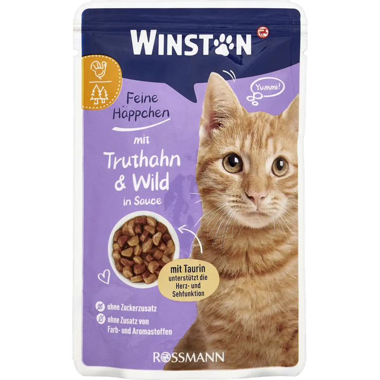 پوچ گربه وینستون طعم بوقلمون در سس Winston Cat Wet Food Turkey Flavor in Sauce وزن 100 گرم