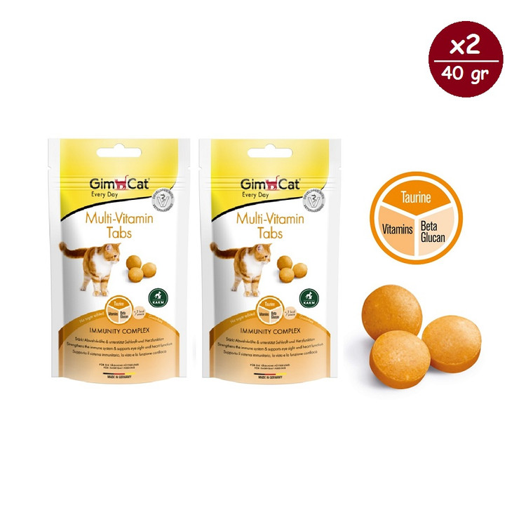 قرص مولتی ویتامین گربه جیم کت GimCat Multivitamin Tablets وزن 40 گرم پک 2 عددی