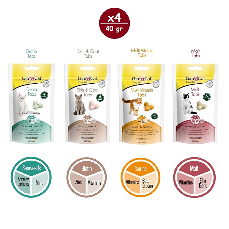 قرص و مکمل گربه جیم کت مدل مولتی پک مراقبتی GimCat multipack Heath Care وزن 40 گرم پک 4 عددی