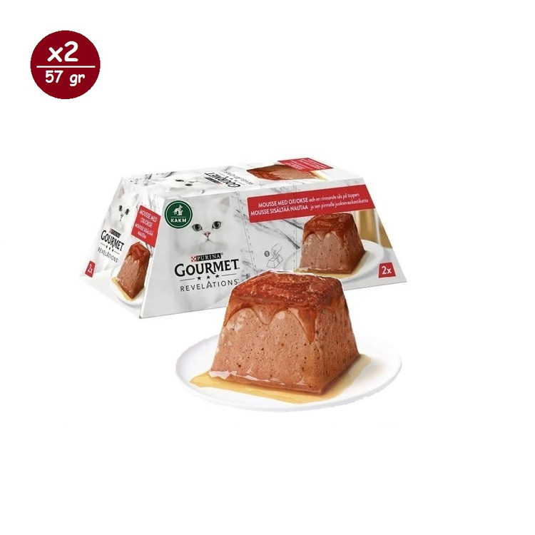 دسر گربه گورمت رولیشنز طعم گوشت گاو Gourmet revelations cat Mousse whit Beef وزن 57 گرم