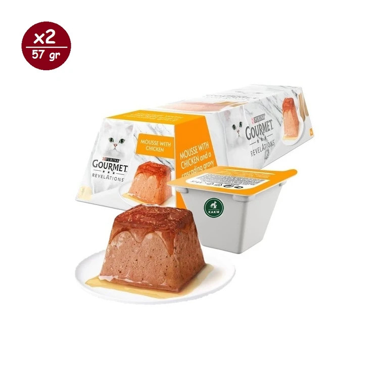 دسر گربه گورمت رولیشنز مدل مولتی پک چهار طعم Gourmet revelations cat multipack Mousse وزن 57 گرم پک 8 عددی