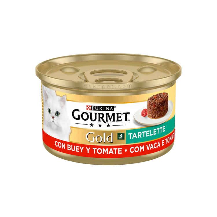 کنسرو چانک گربه گورمت گلد طعم گوشت گاو و گوجه فرنگی Gourmet Gold Cat chunck Beef and Tomatoo وزن 85 گرم