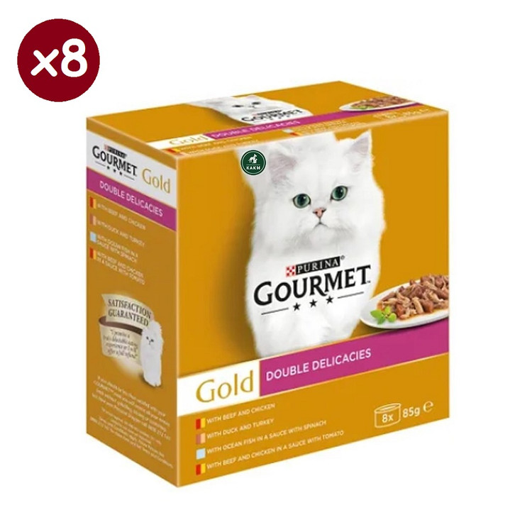 کنسرو گربه گورمت گلد مدل دابل میکس چهار طعم Gourmet Gold Double Mix وزن 85 گرم - پک 8 عددی