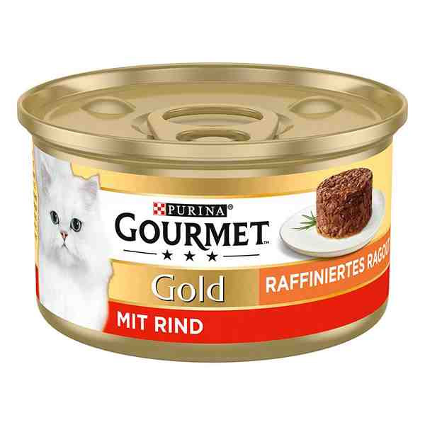 کنسرو گربه گورمت گلد مدل کیک چهار طعم Gourmet Gold Cat Raffiniertes Ragout وزن 85 گرم - پک 24 عددی