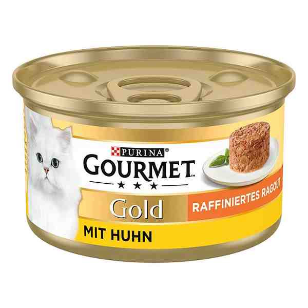 کنسرو گربه گورمت گلد مدل کیک چهار طعم Gourmet Gold Cat Raffiniertes Ragout وزن 85 گرم - پک 24 عددی