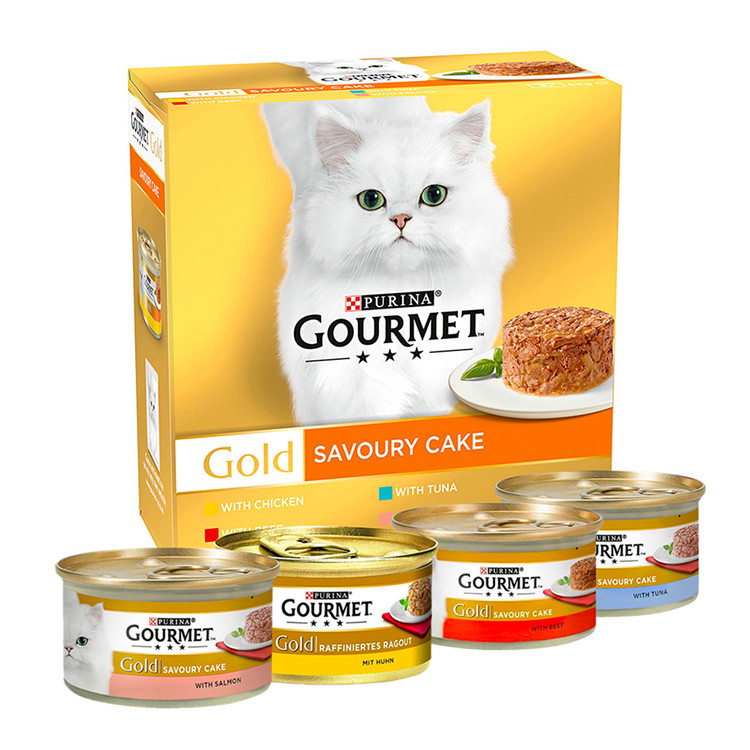 کنسرو گربه گورمت گلد مدل کیک چهار طعم Gourmet Gold Cat Raffiniertes Ragout وزن 85 گرم - پک 24 عددی