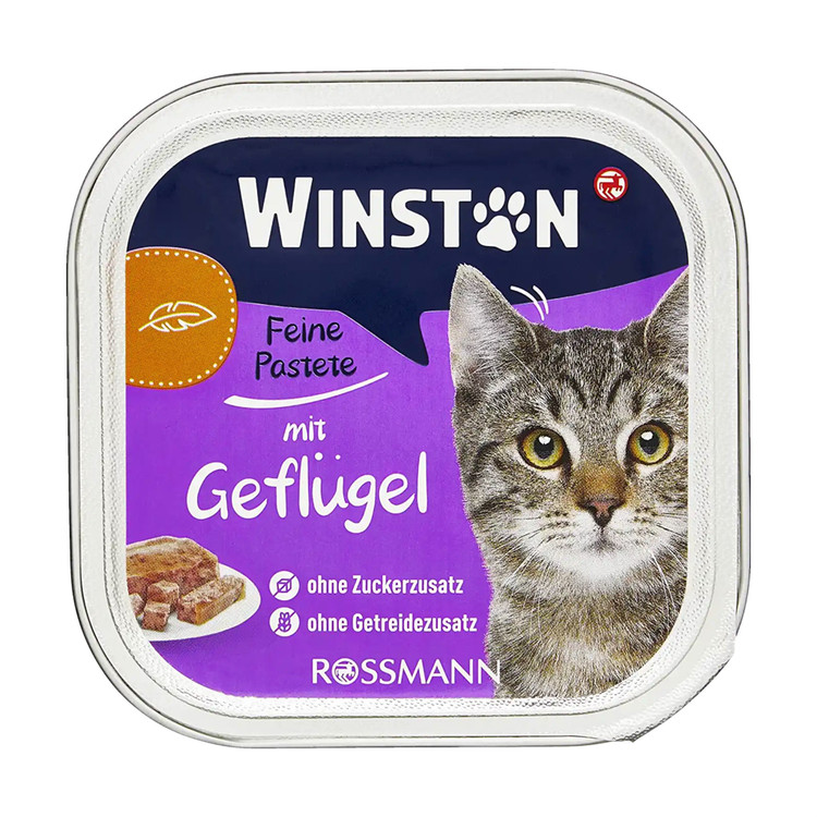 غذای کاسه ای گربه وینستون طعم گوشت ماکیان Winston Cat Wet Food Poultry Flavor وزن 100 گرم