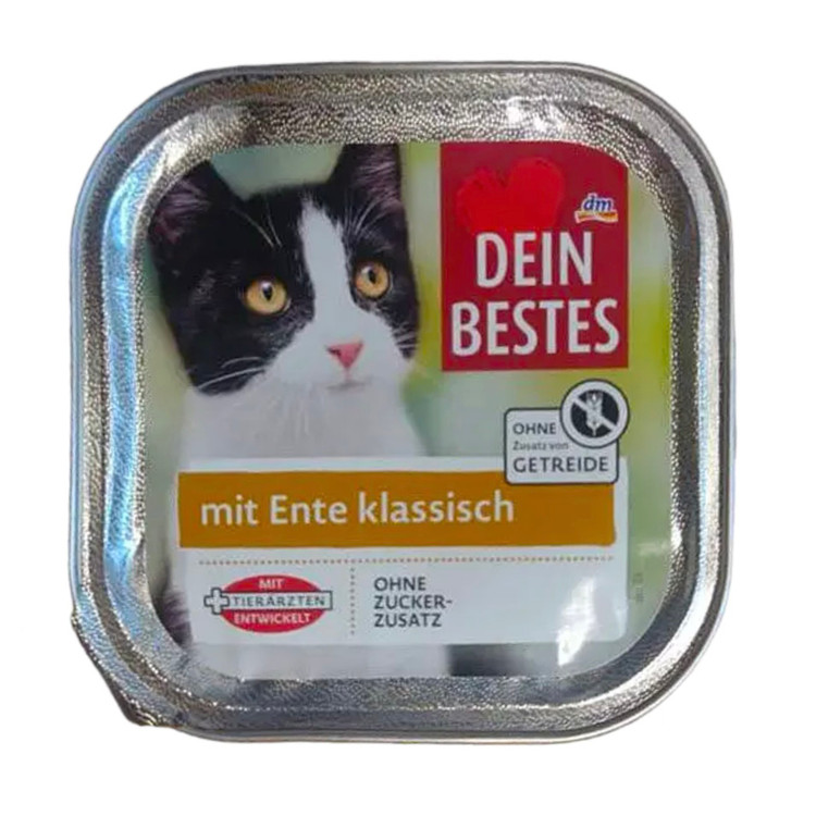 غذای کاسه ای گربه دین بستس طعم اردک Dein bestes Cat Wet Food Duck Flavor وزن 100 گرم