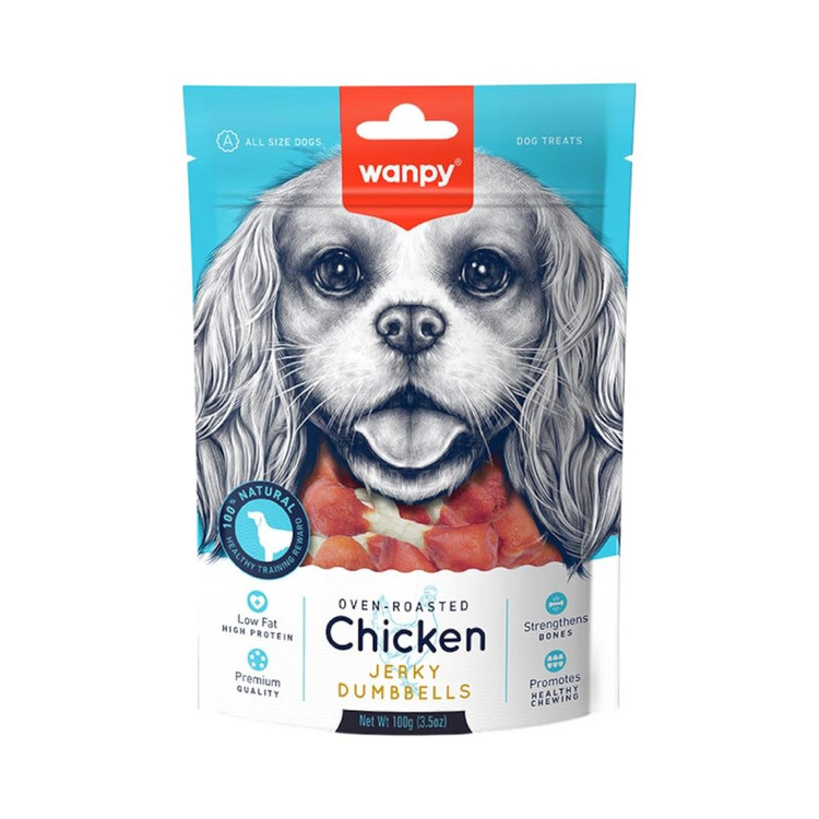 تشویقی سگ ونپی مدل دمبلی مرغ Wanpy Dog Treat Chicken Dumbbells وزن 100 گرم
