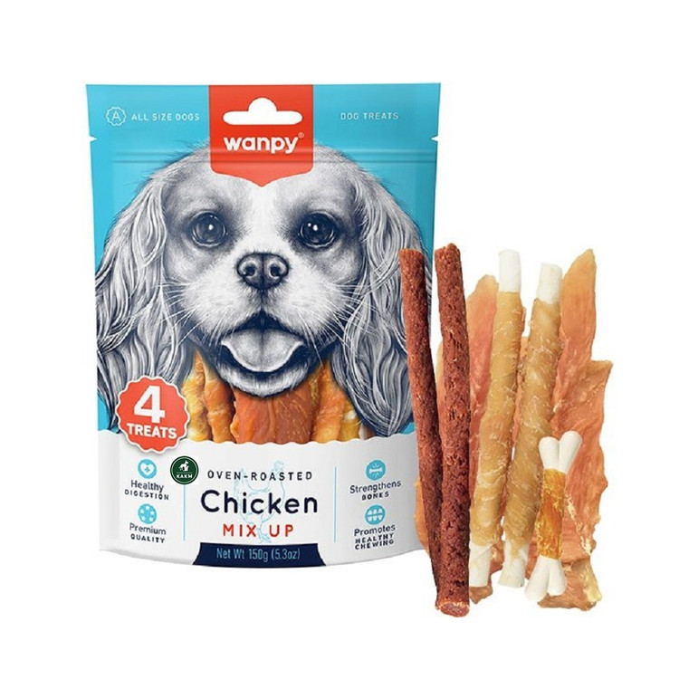 تشویقی سگ ونپی میکس چهار مدل طعم مرغ Wanpy Dog Treat Chicken Mixup وزن 150 گرم