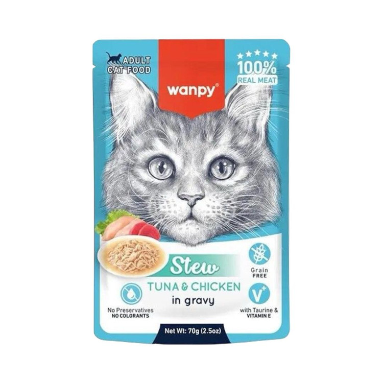 پوچ گربه ونپی طعم ماهی تن و مرغ Wanpy Cat Tuna & Chicken Wet Food وزن 70 گرم