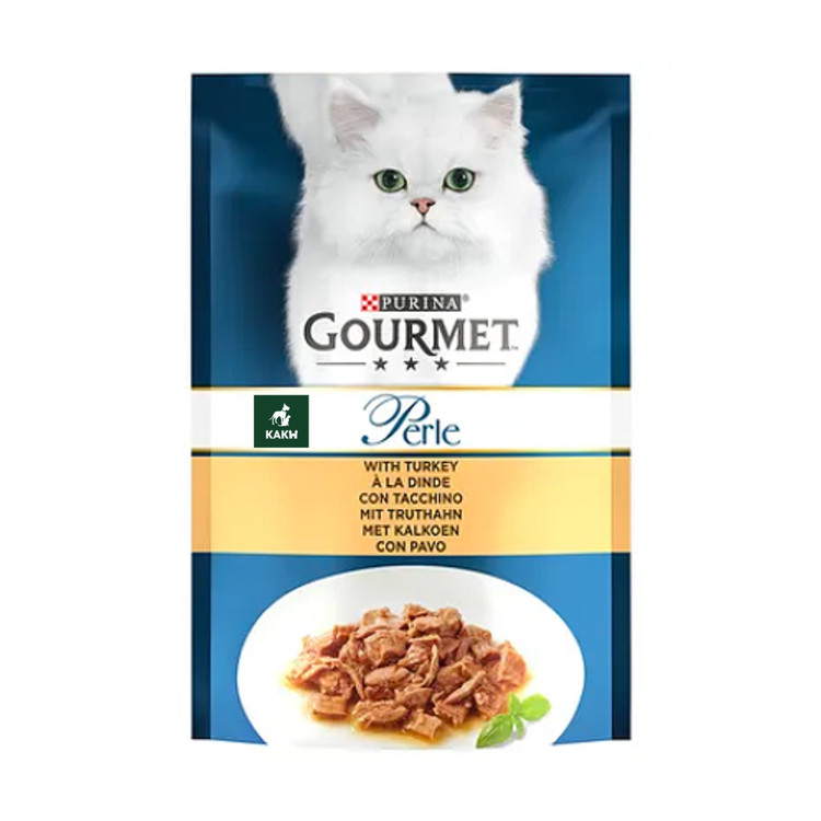 پوچ گربه گورمت طعم بوقلمون Gourmet cat Turkey wet food وزن 85 گرم