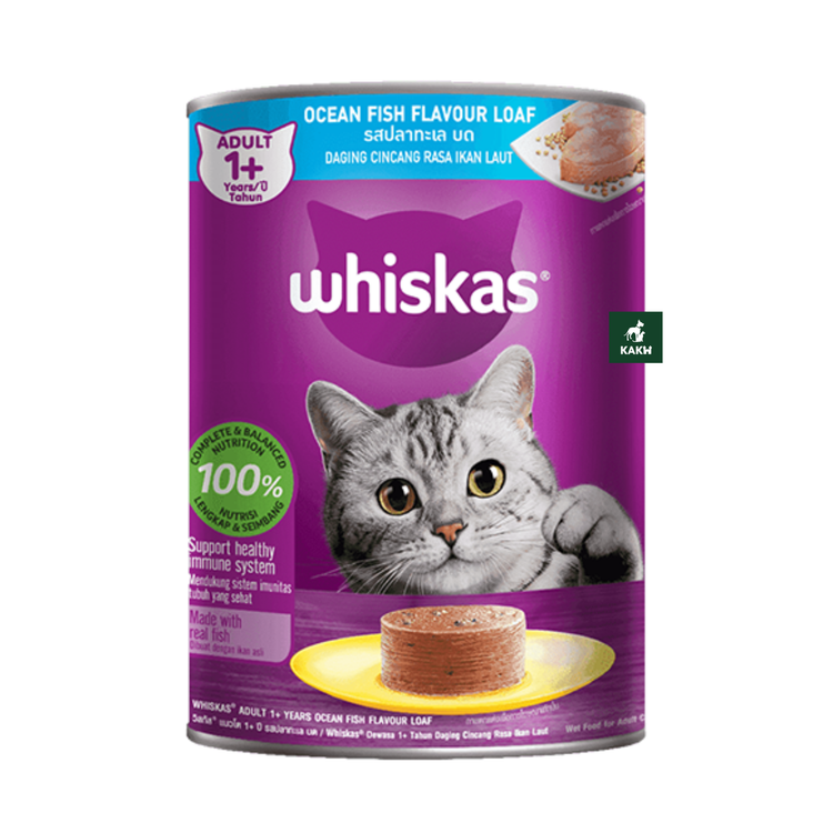 کنسرو پته گربه ویسکاس طعم ماهی اقیانوسی Whiskas cat Ocean fish loaf وزن ۴۰۰ گرم