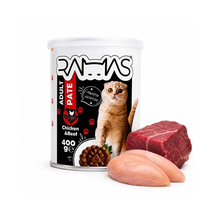 کنسرو پته گربه راماس طعم مرغ و گوشت Ramas cat chicken&beef loaf وزن ۴۰۰ گرم
