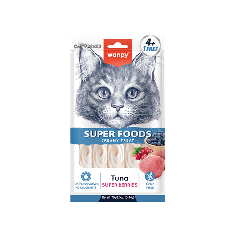 بستنی گربه سوپرفود ونپی طعم ماهی تن و توت قرمز Wanpy Cat Creamy superfood treats وزن ۱۴ گرم