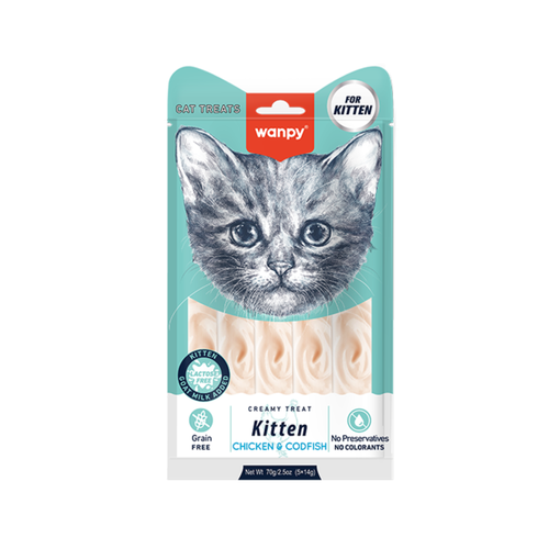 بستنی بچه گربه ونپی طعم مرغ و ماهی کاد Wanpy Kitten Cat Ice Creamy treats وزن ۱۴ گرم