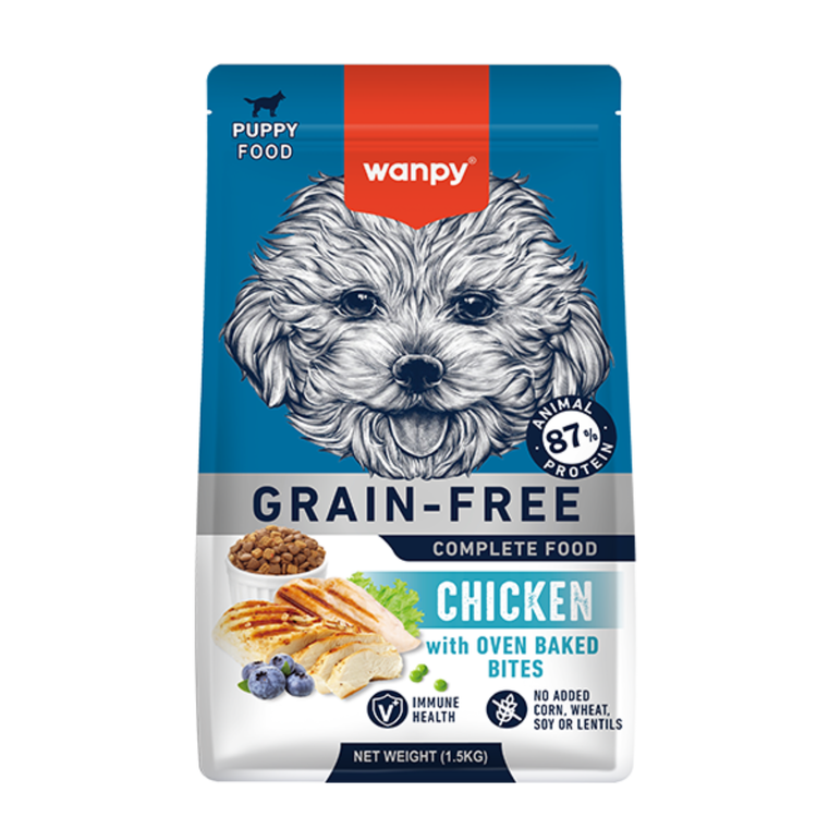 غذای خشک توله سگ ونپی طعم مرغ Wanpy puppy dog dry food وزن ۱.۵ کیلوگرم