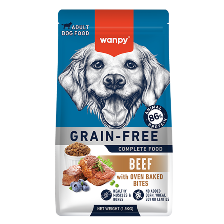 غذای خشک سگ ونپی طعم گوشت گاو Wanpy dog dry food وزن ۱.۵ کیلوگرم