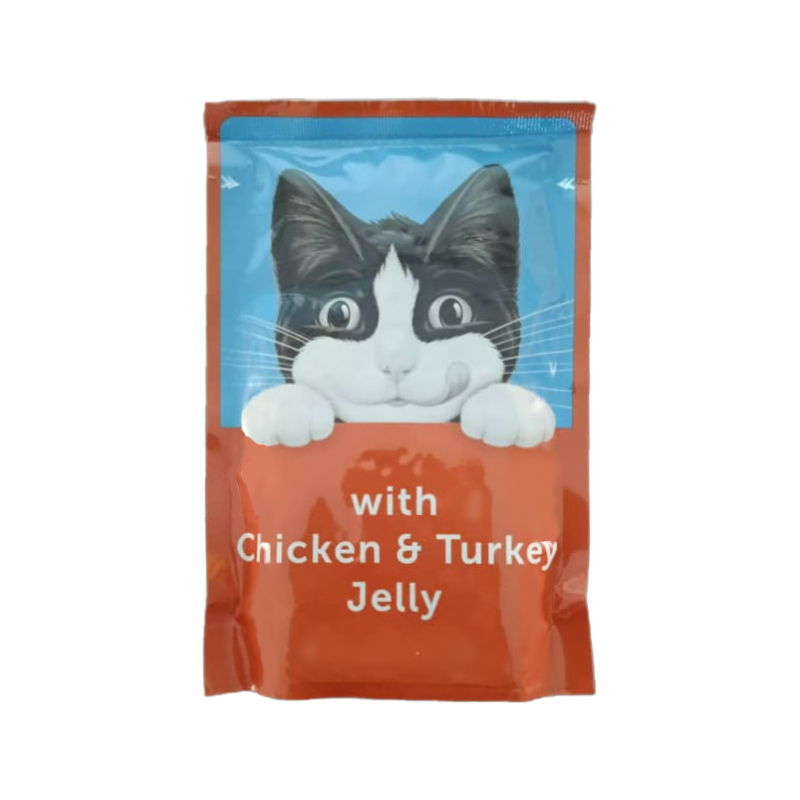 پوچ گربه فلیکس طعم مرغ و بوقلمون در ژله Felix cat chicken and turkey in jelly وزن ۸۵ گرم
